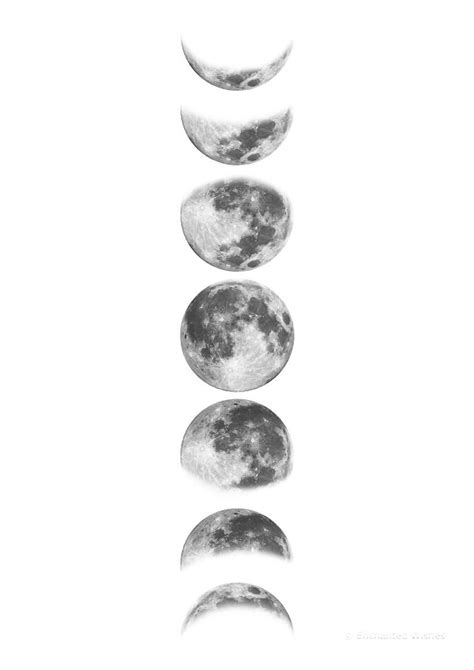 Moon Phases Print Black And White Monochrome Moon Print Lunar Etsy Luna