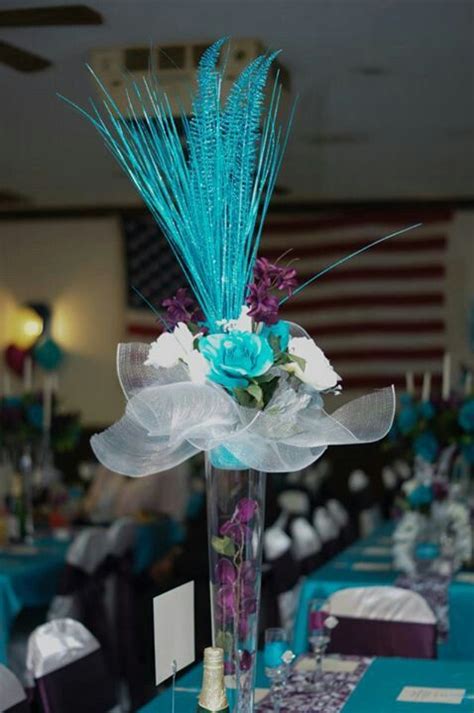 Purple And Turquoise Wedding Like The Teal Table Cover