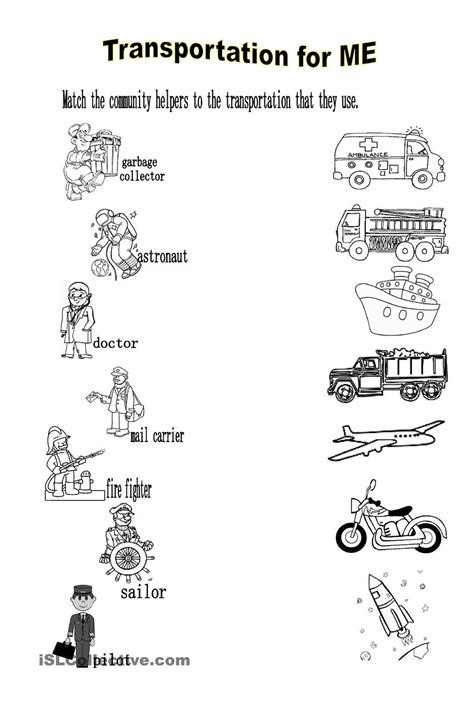 transportation for me community helpers worksheets