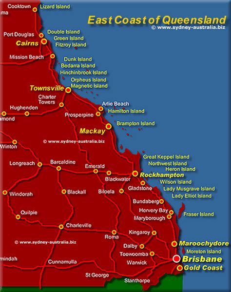 Map Of Queensland Coastal Towns