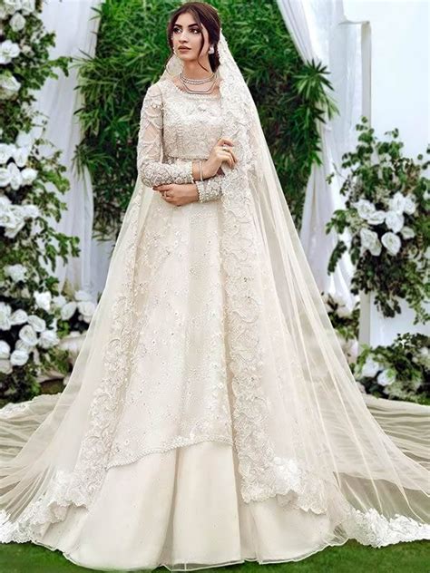 White Pakistani Bridal Dress In Lehenga Gown Bs620 Iletisimakdeniz