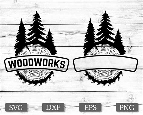 Woodworks Emblem Template With Cutted Wood Design Wood Logo Etsy