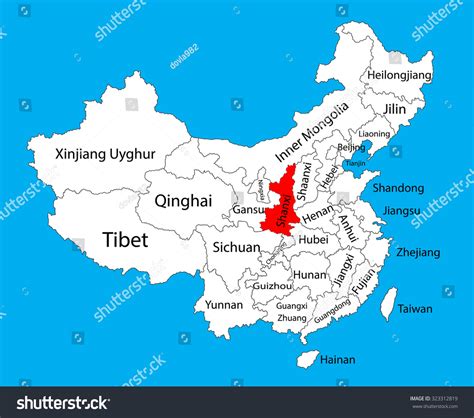 Shaanxi Province Map China Vector Map 库存矢量图（免版税）323312819 Shutterstock