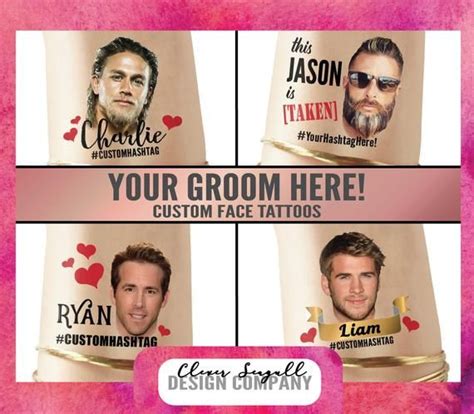 Custom Personalized Bachelorette Party Photo Temporary Tattoos The Groom Face Tattoos Party