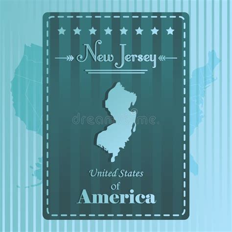 New Jersey State Map Label Vector Illustration Decorative Design Stock