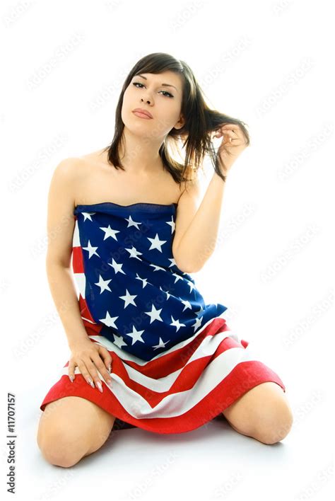 Naked Girl With American Flag Telegraph