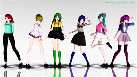 Mmd Casual Rainbow 6 Girls Note Dl By Lainazxv On Deviantart