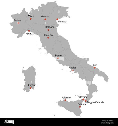 Mapa De Italia Con Ciudades Fotografías E Imágenes De Alta Resolución