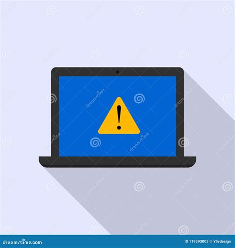 Laptop Security Alert Icon Flat Style Stock Vector Illustration Of