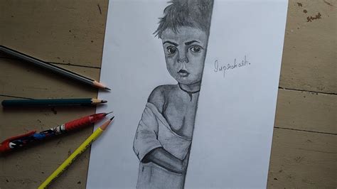 Poor Child Drawing Pencil Sketch 💙 Ok Arts Youtube