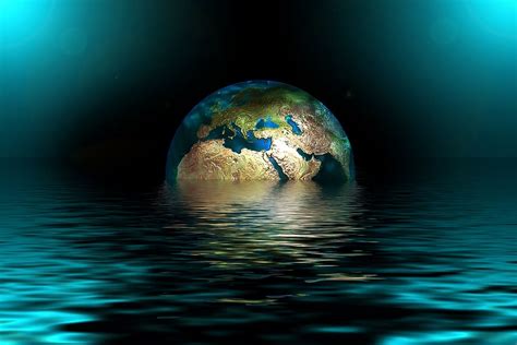 Hd Wallpaper Earth Globe Water Wave Sea Lake Setting Apocalypse