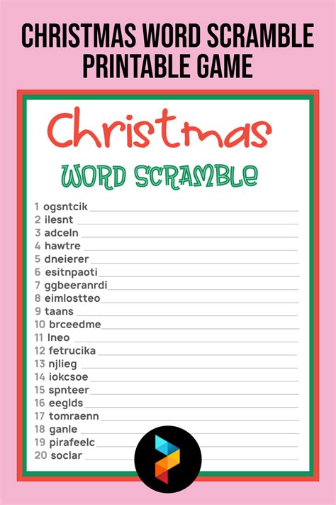 10 Best Christmas Word Scramble Printable Game