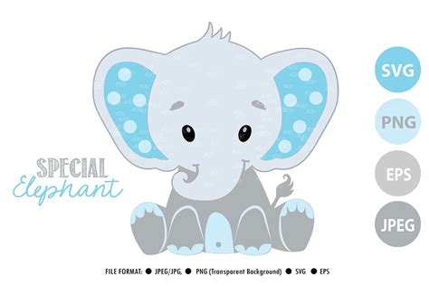 Super Cute Baby Elephant, SVG,PNG, EPS, clip art, vector (479632