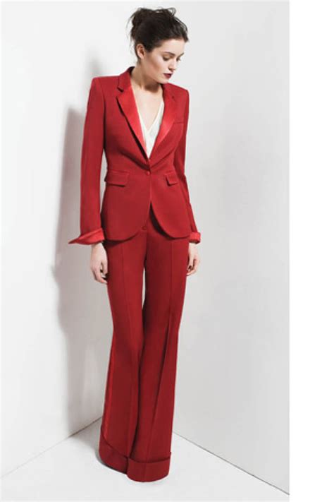 Women Red Pants Suit With Model Styles