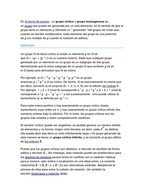 Grupos Ciclicos Pdf Geometría Métrica Grupo Matemáticas