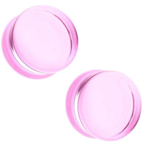 Pink Flat Glass Plugs Double Flared 2g 1
