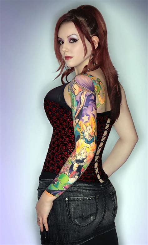 Check out the top 39 best dragon ball franchise tattoo ideas. Beautiful girl + DBZ sleeve = HOT | Z tattoo, Dragon ball ...