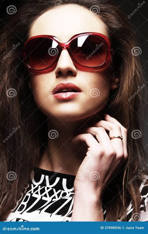 Woman Portrait Wearing Sunglasses Stock Photo Image Of Expressing