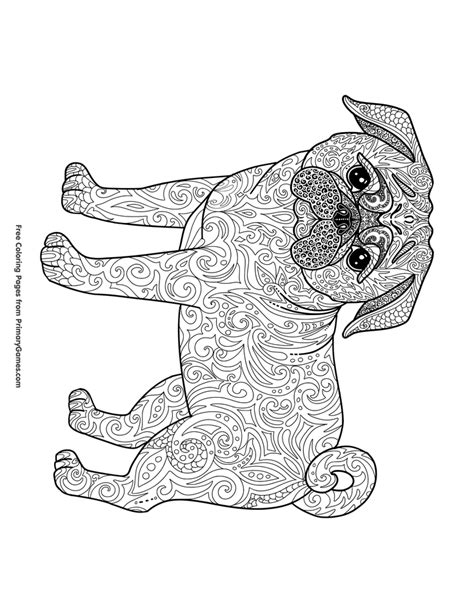 Pugs are so squishy and adorable, you. Pug Coloring Page • FREE Printable eBook | Dog coloring ...