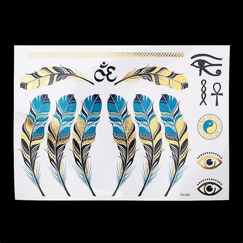 buy 1pc flash metallic tattoo silver gold waterproof yh 083 indian tribal blue