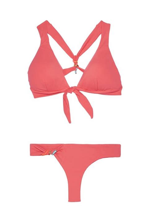Caffe Coral Coloured Halterneck Bikini Bikinis Halterneck Bikini Designer Swimwear