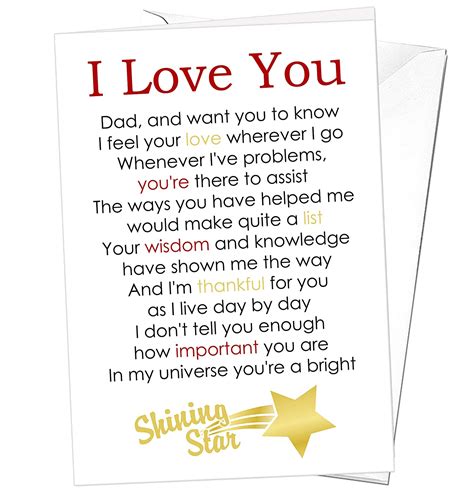I Love You Dad Greetings Card Adult Daughter Son Child Kids Children