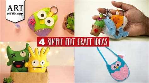 4 Simple Felt Craft Ideas Ts For Her Felt Compilation Youtube