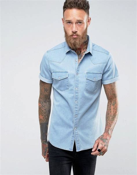 Contextualized Products Slim Fit Casual Shirts Mens Outfit Inspiration Denim Shirt Men