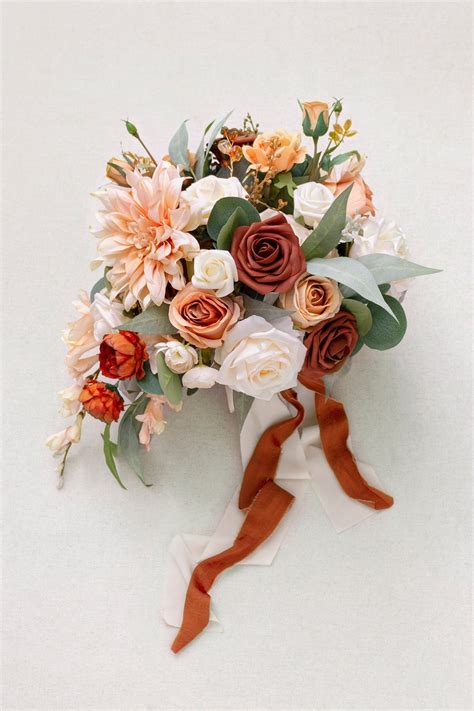 1117 Deluxe Bridal Bouquet Sunset Terracotta In 2021 Bridal