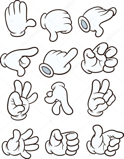 Cartoon Gloved Hands Vector Clip Art Illustration Each On A Separate