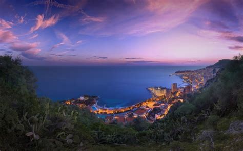 Monaco Purple Clouds Sunset 21912 Wallpaper Coucher De Soleil Monaco