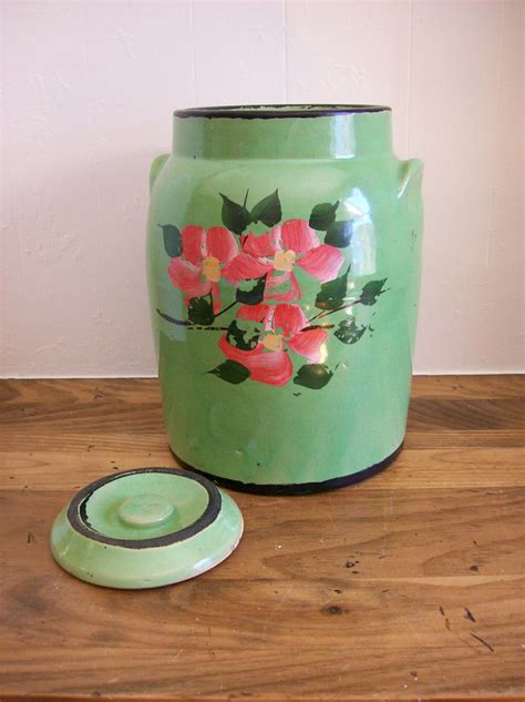 Reserved Vintage Mccoy Pottery Cookie Jar Crock Cottage Green Etsy