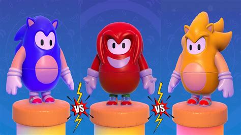 Fall Guys 💎 Sonic Vs Knuckles Vs Super Sonic All Sonic Skins