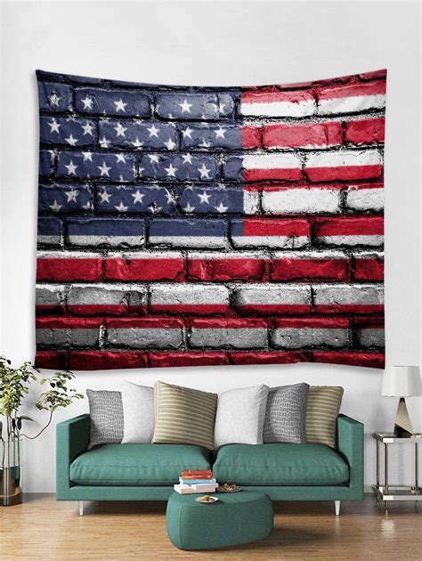 46 Off American Flag Brick Wall Print Tapestry Wall Hanging Art