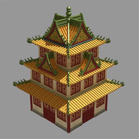 Game Ancient Chinese Architecture Tower 32 3d Model Cgtrader