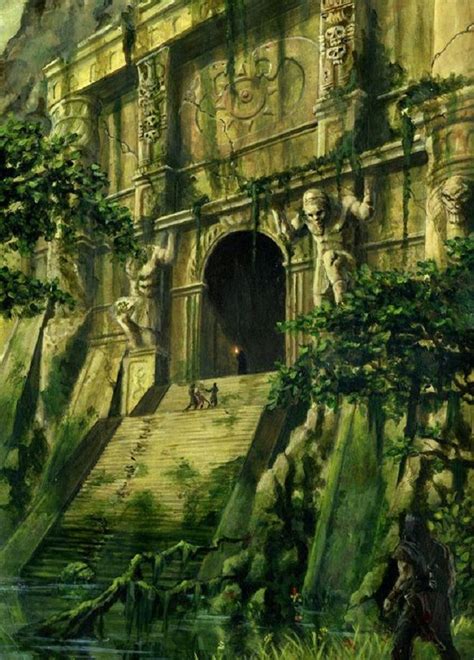 Ancient Temple In Forest Fantasy City Fantasy Places Fantasy World