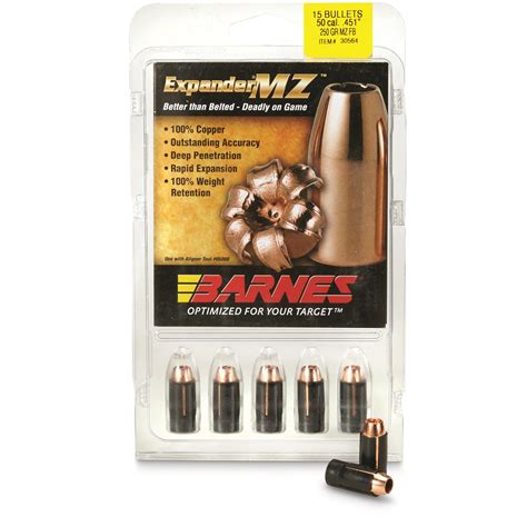Barnes Expander Mz 50 Caliber Sabot Bullets 245 Grain 15 Rounds