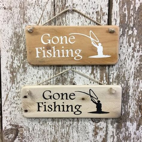 Fly Fishing Signs Gone Fishing Sign T For Fisherman Wooden Fish