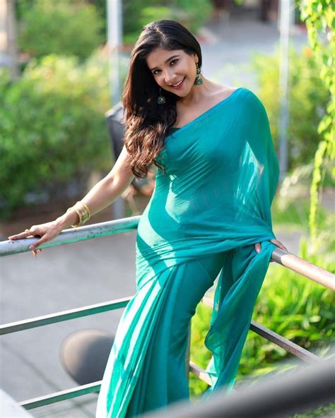 sakshi agarwal latest photoshoot stills in green saree