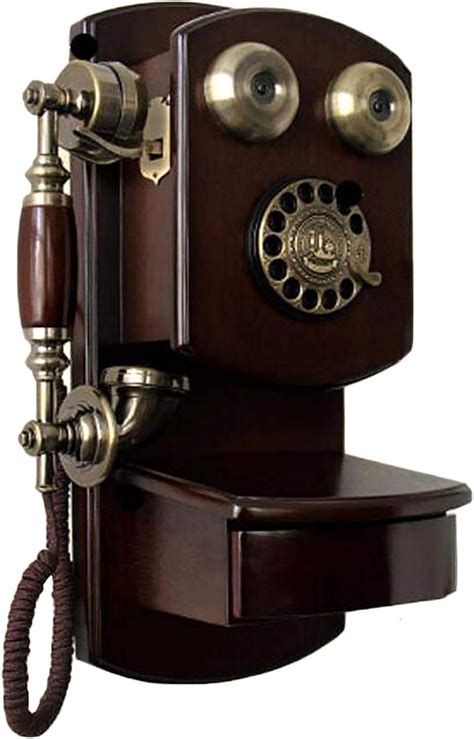 Amazon Com Tavot Classic Retro Old Fashioned Brown Landline Phones Wall Mounted Rotary Dial