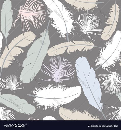 Seamless Pattern Background With White Feathers Vector Image