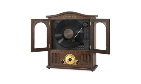 Victrola Wood Wall Mount Bluetooth Record Player With Cd And 3 Speed