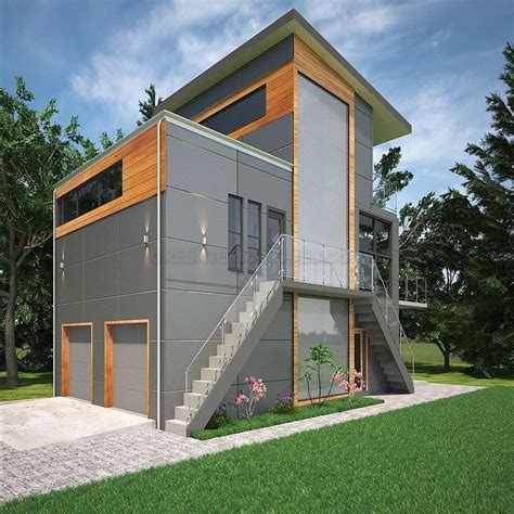 A Rendering Of A Modern House With Stairs Leading Up To The Upper Floor