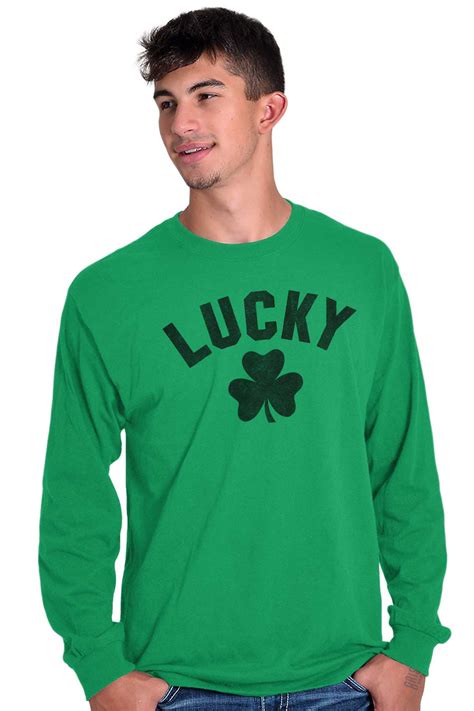 Brisco Brands St Patrick S Day Long Sleeve Tees Shirts T Shirts Lucky Shamrock Funny St