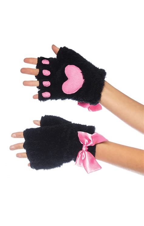 Adult Cat Paw Gloves Costume Accessory Black La 2170blk