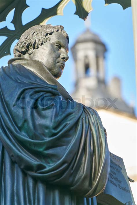 Martin Luther Monument From 1821 On The Market Place Of Wittenberg In