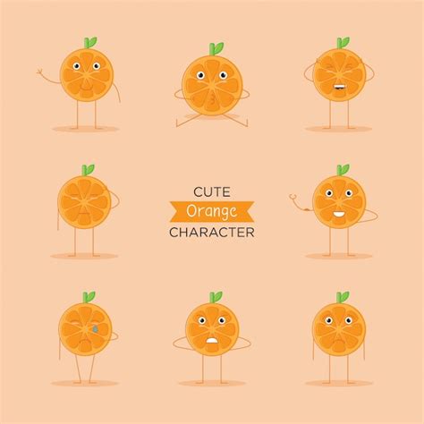 Emoji Bonito Logotipo De Personagem Fruta Laranja E Cone Estilo