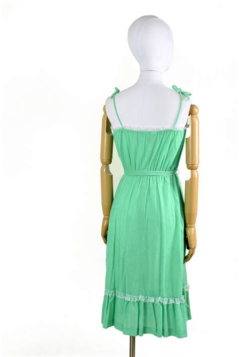 1970s mint green peasant girl dress cottagecore pastel etsy