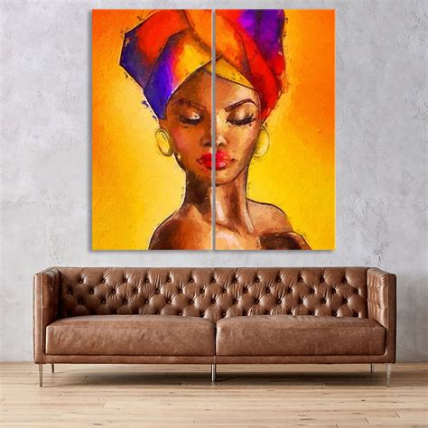 African Woman Canvas Wall Art Black Woman Wall Print Modern Etsy