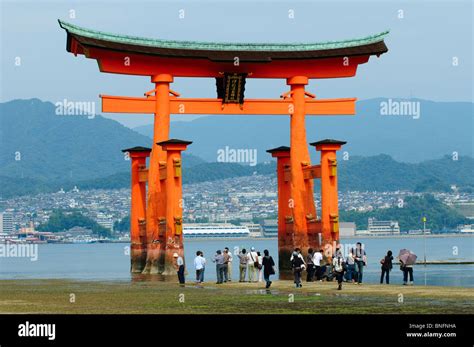 O Torii Grand Gate At Low Tide Itsukushima Shrine Miyajima Honshu